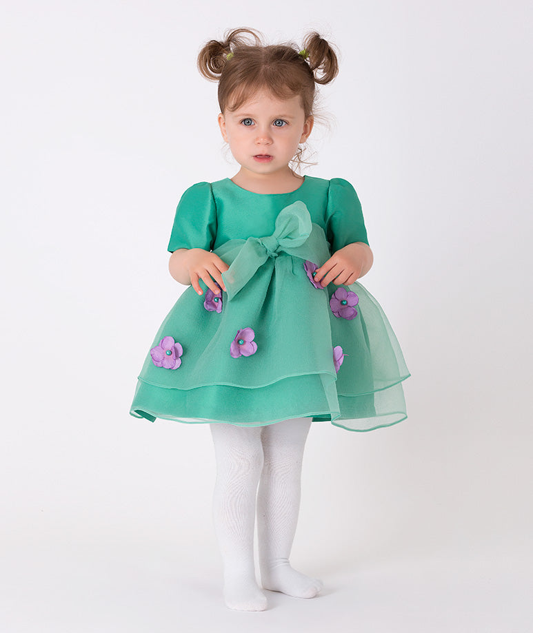 3D Flower Appliqué Baby Dress