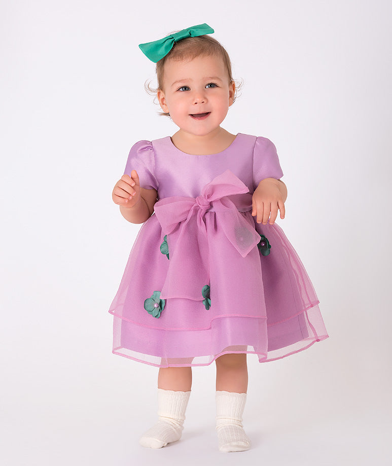 3D Flower Appliqué Baby Dress