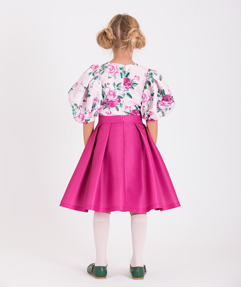 Floral Balloon Sleeve Outift | 2 Pieces