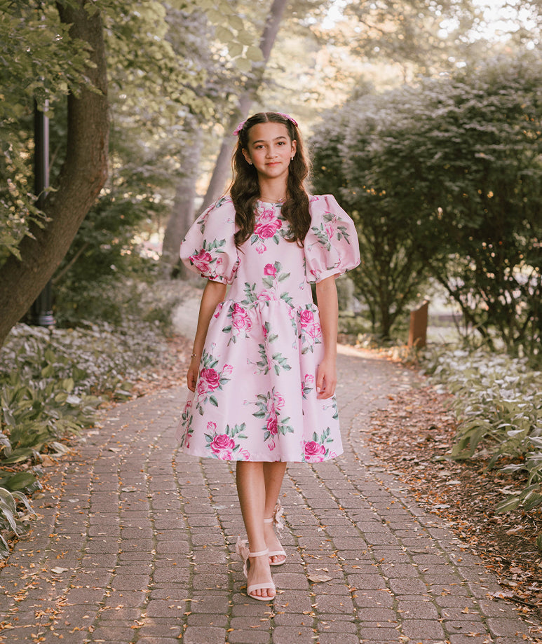 Balloon Sleeves Floral Dress