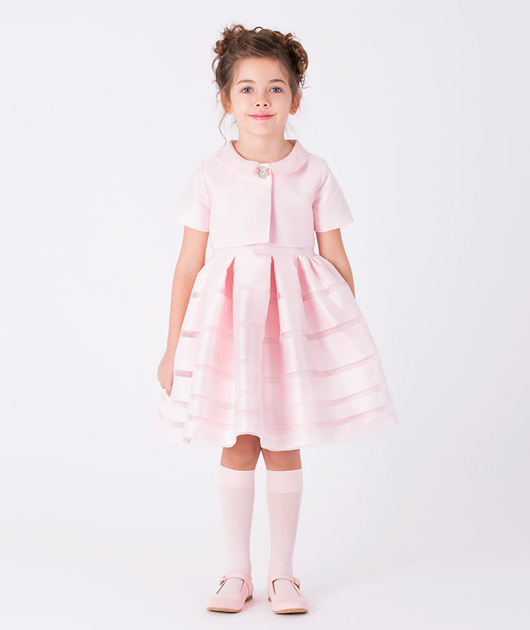 PEARL PINK SATIN GIRLS DRESS