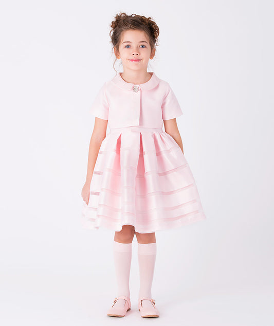 PEARL PINK SATIN GIRLS DRESS