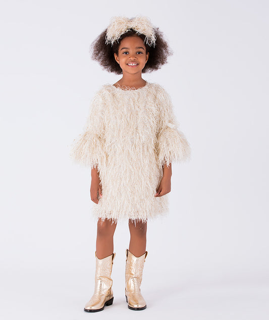 White Baby Dress with Playful Strings