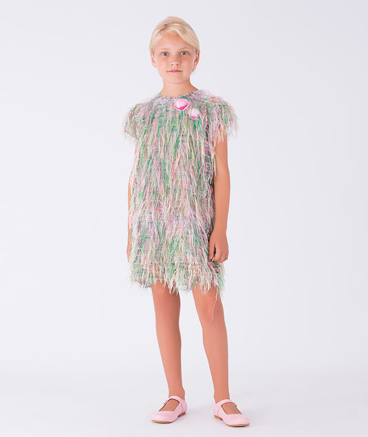 Playful Green & Pink Baby Dress