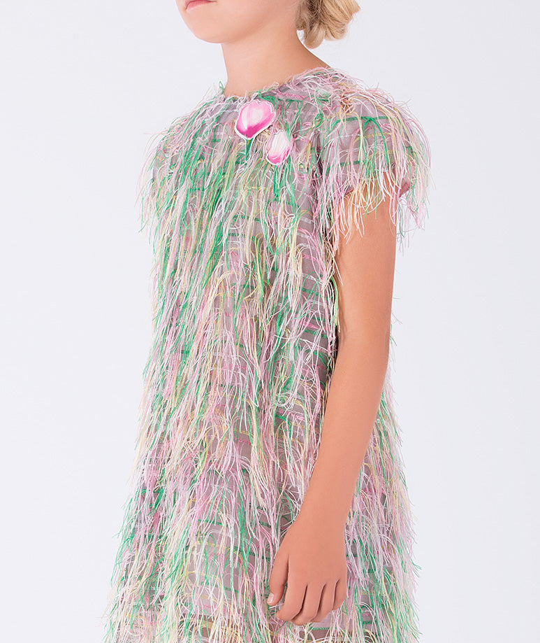 Playful Green & Pink Baby Dress