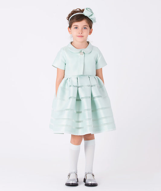 Pearl Aqua Satin Girls Dress