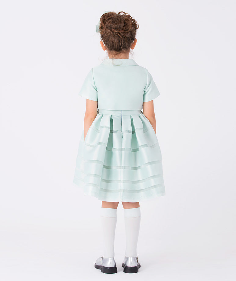 Pearl Aqua Satin Girls Dress