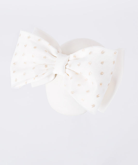 White Baby Headband with Gold Dots