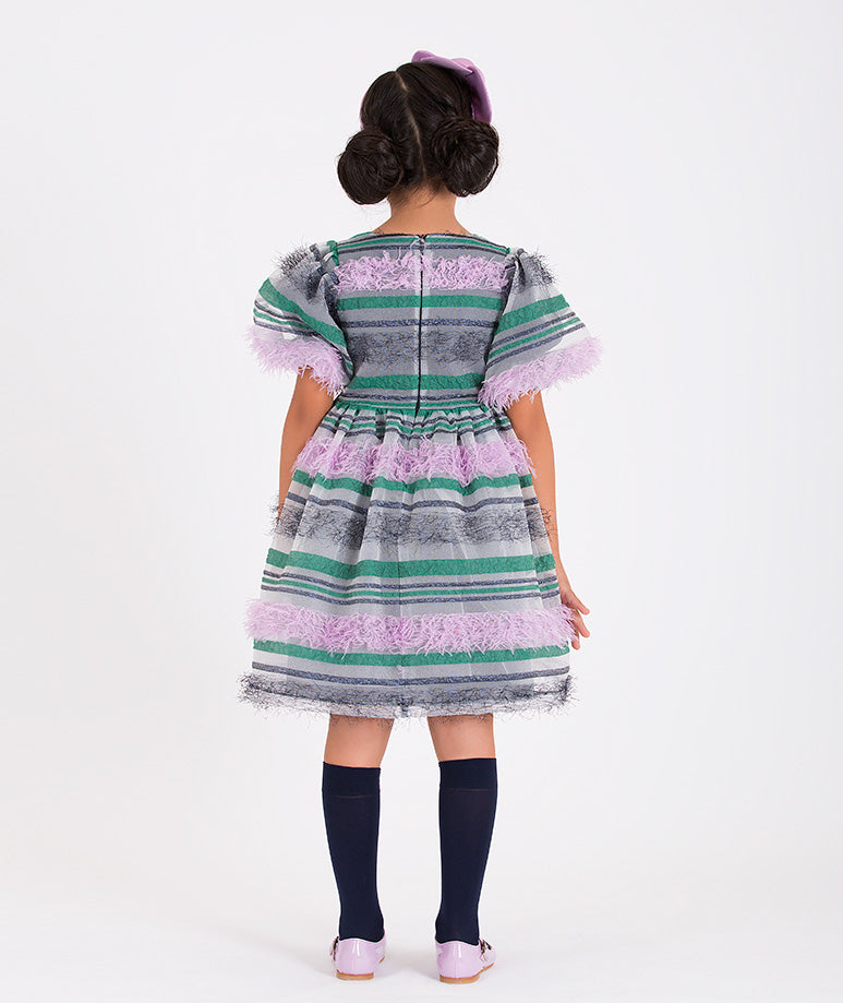 lilac and green striped dress