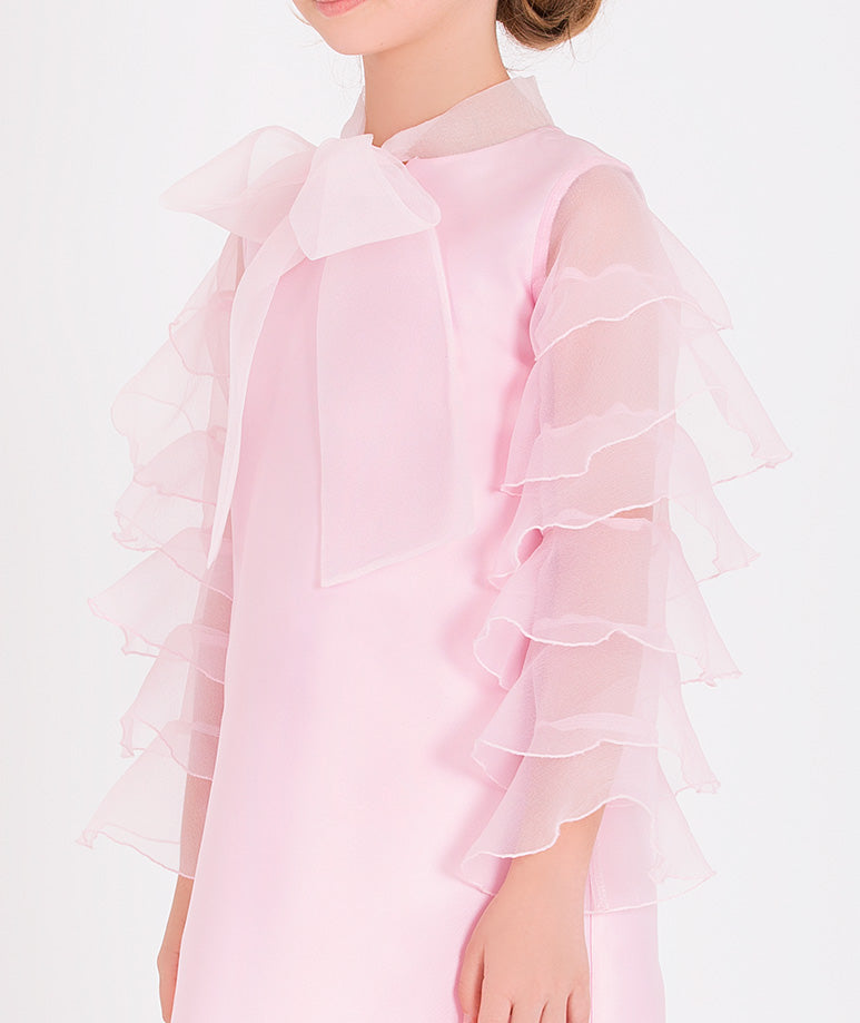 pink organza bow dress